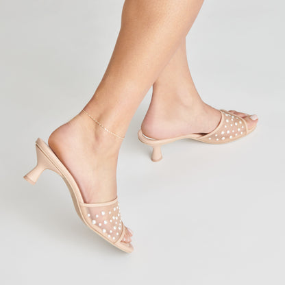 MEEZA PEARL HEELS BLUSH MESH