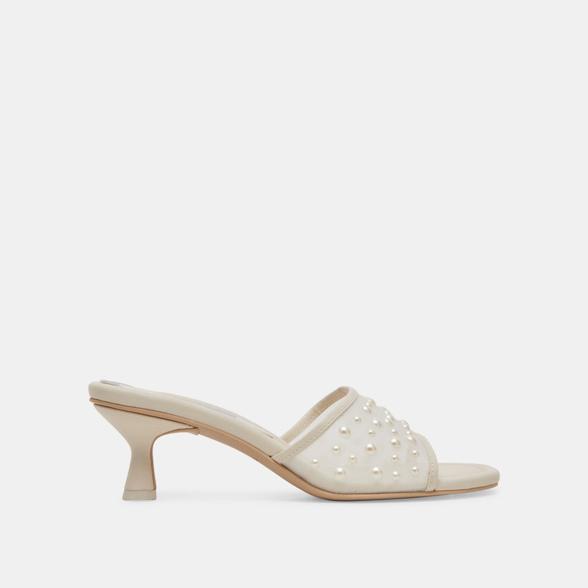 MEEZA PEARL HEELS IVORY MESH