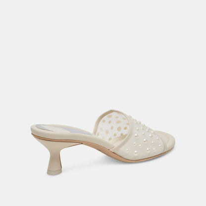 MEEZA PEARL HEELS IVORY MESH