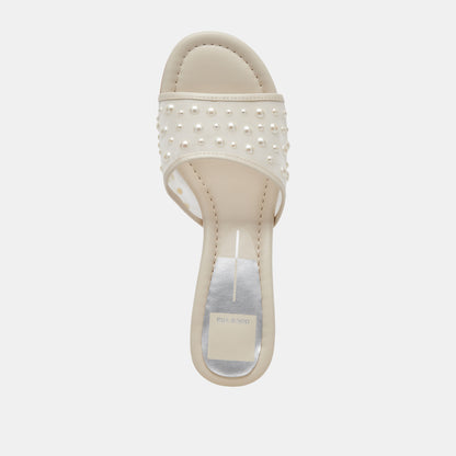 MEEZA PEARL HEELS IVORY MESH