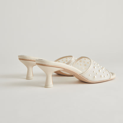 MEEZA PEARL HEELS IVORY MESH