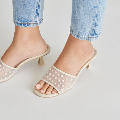 MEEZA PEARL HEELS IVORY MESH