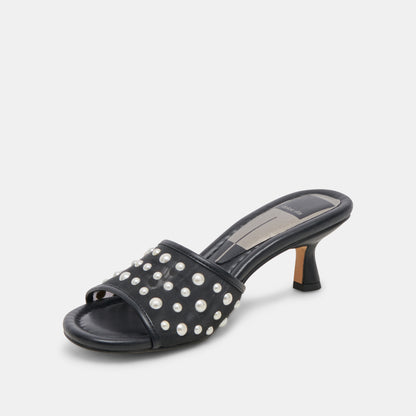 MEEZA PEARL HEELS ONYX MESH