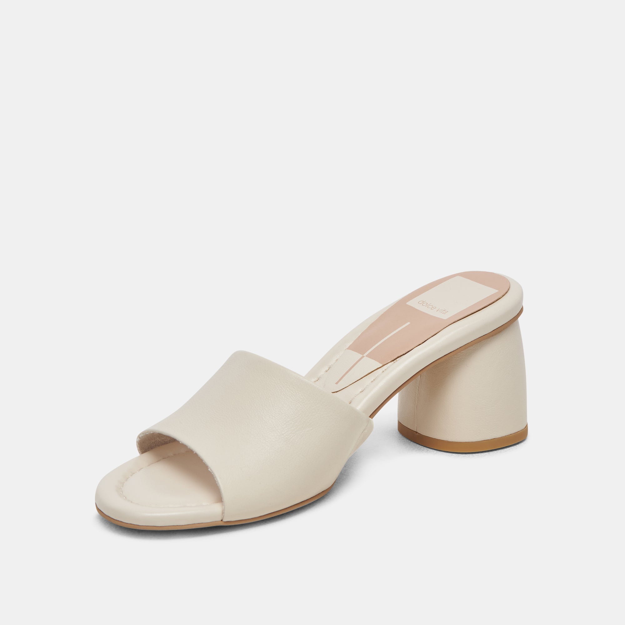 MINNY DRESS WIDE HEELS IVORY LEATHER – Dolce Vita