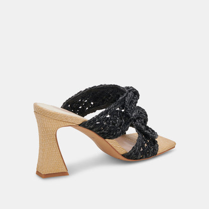 NIYAH HEELS ONYX RAFFIA