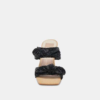 NIYAH HEELS ONYX RAFFIA