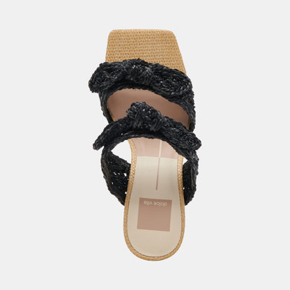 NIYAH HEELS ONYX RAFFIA