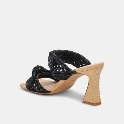 NIYAH HEELS ONYX RAFFIA