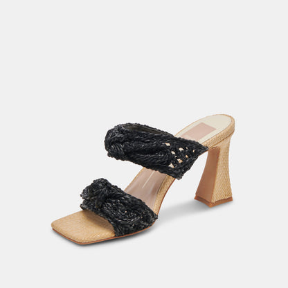 NIYAH HEELS ONYX RAFFIA