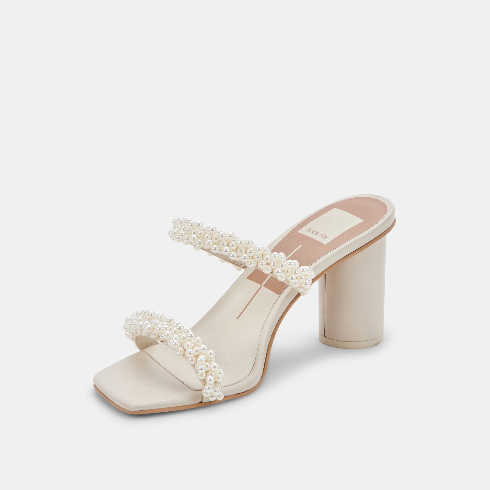 NOEL Wide Heels Vanilla Pearls | Vanilla Pearl Bead Heels – Dolce Vita