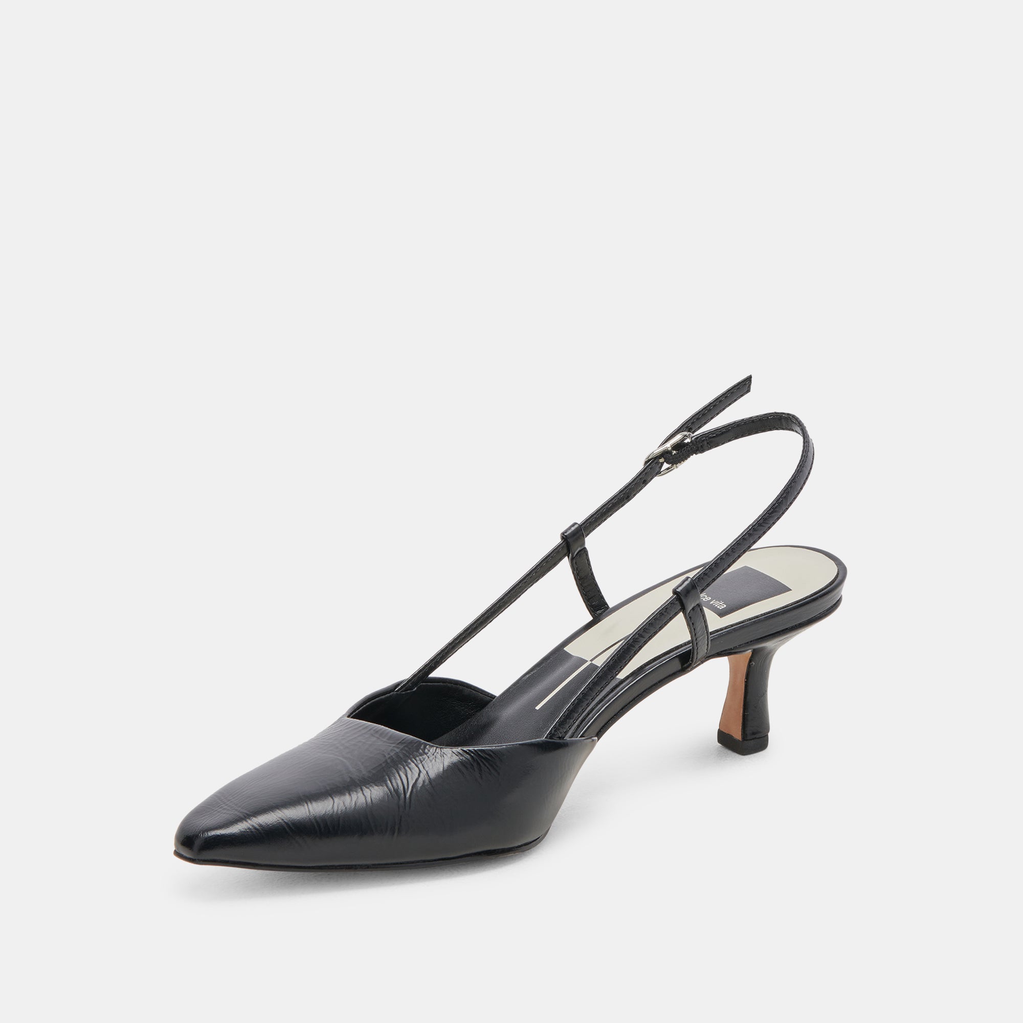 ODELA WIDE HEELS MIDNIGHT CRINKLE PATENT