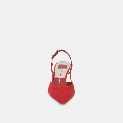 ODELA WIDE HEELS CRIMSON SUEDE