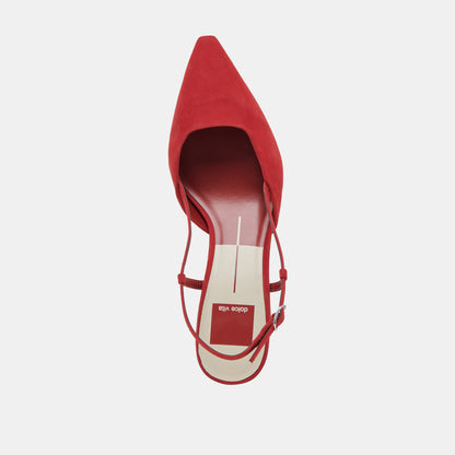 ODELA WIDE HEELS CRIMSON SUEDE