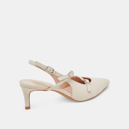 PAMLA MID HEELS IVORY CRINKLE PATENT