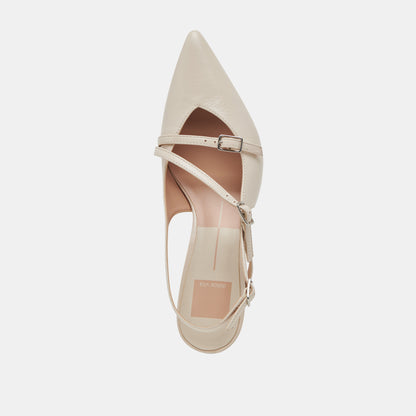 PAMLA MID HEELS IVORY CRINKLE PATENT