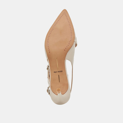 PAMLA MID HEELS IVORY CRINKLE PATENT