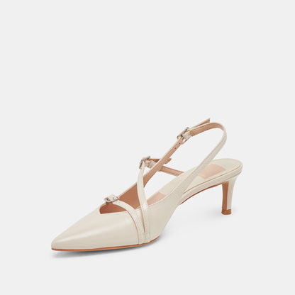 PAMLA MID HEELS IVORY CRINKLE PATENT