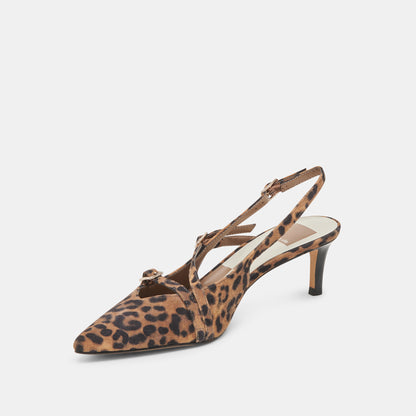 PAMLA MID WIDE HEELS LEOPARD SUEDE