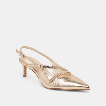 PAMLA MID HEELS LIGHT GOLD DISTRESSED LEATHER