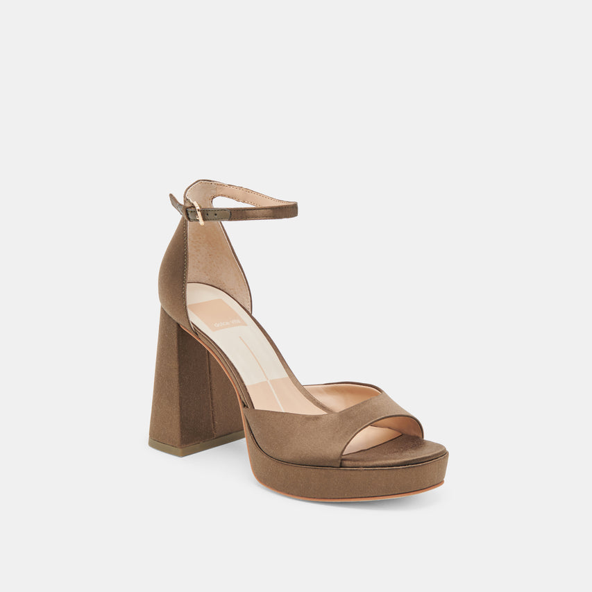 PANDRO HEELS OLIVE SATIN