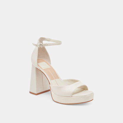 PANDRO HEELS WHITE SATIN