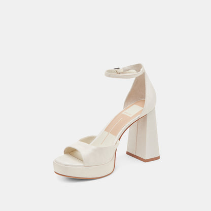 PANDRO HEELS WHITE SATIN