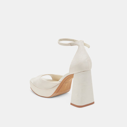 PANDRO HEELS WHITE SATIN