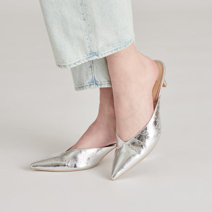 SARINA HEELS SILVER DISTRESSED LEATHER