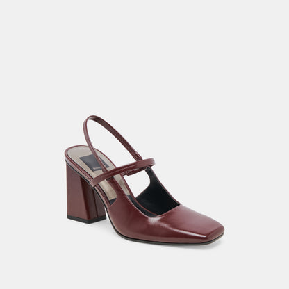 SOYER HEELS BURGUNDY CRINKLE PATENT