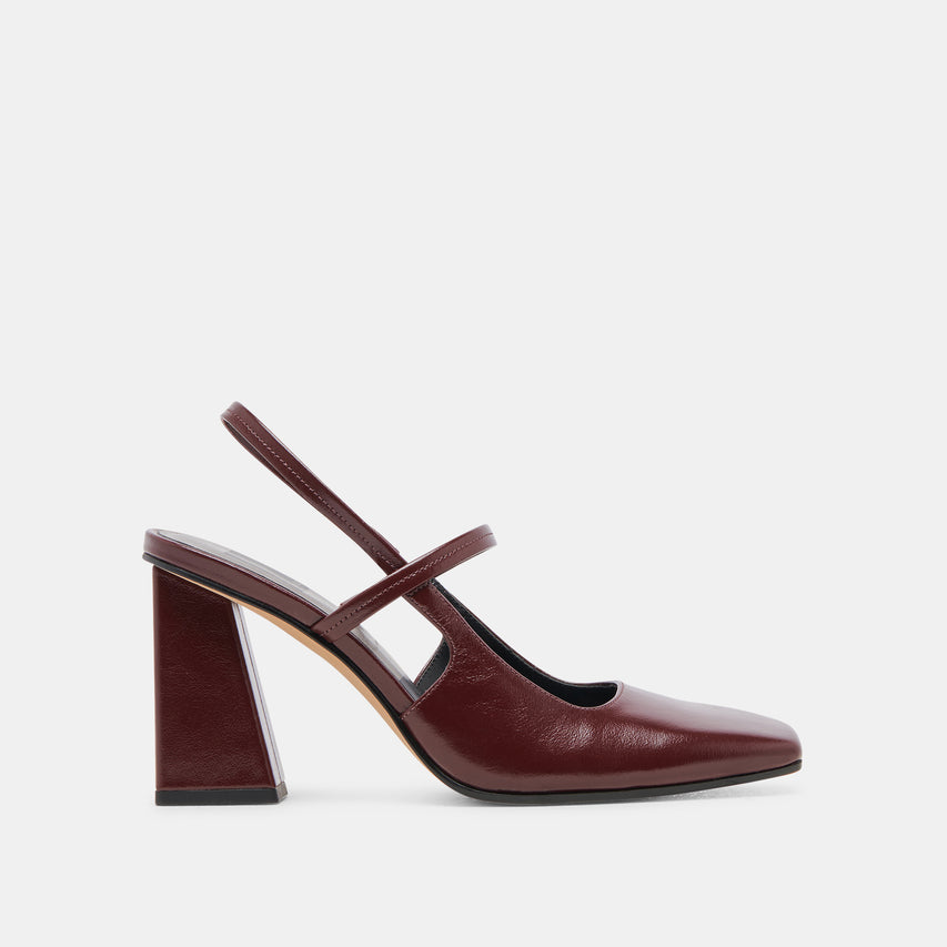 SOYER HEELS BURGUNDY CRINKLE PATENT