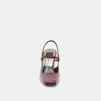 SOYER HEELS BURGUNDY CRINKLE PATENT