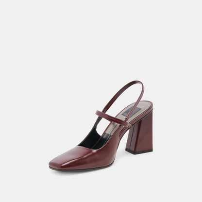 SOYER HEELS BURGUNDY CRINKLE PATENT