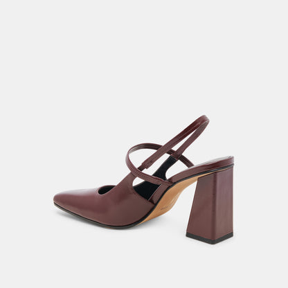 SOYER HEELS BURGUNDY CRINKLE PATENT