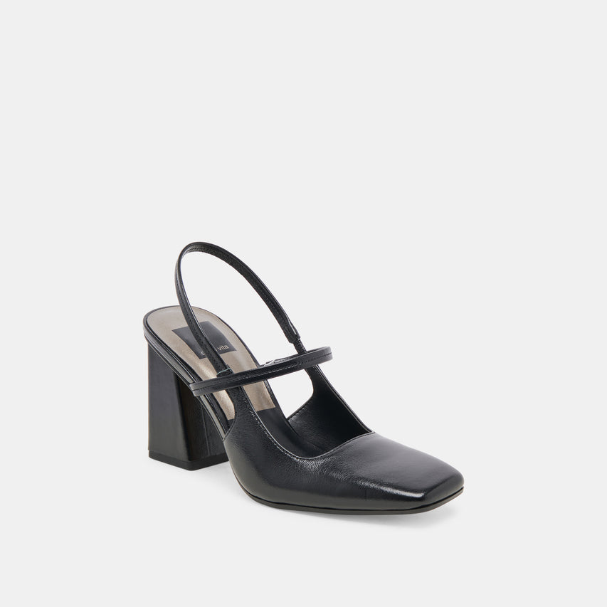 SOYER HEELS MIDNIGHT CRINKLE PATENT