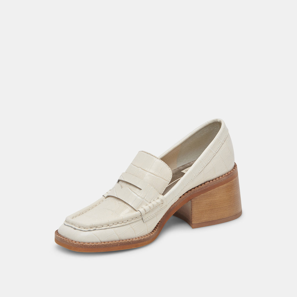 TALIE LOAFERS IVORY EMBOSSED LEATHER – Dolce Vita