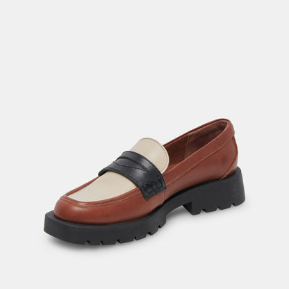 ELIAS WIDE FLATS BROWN BLACK LEATHER