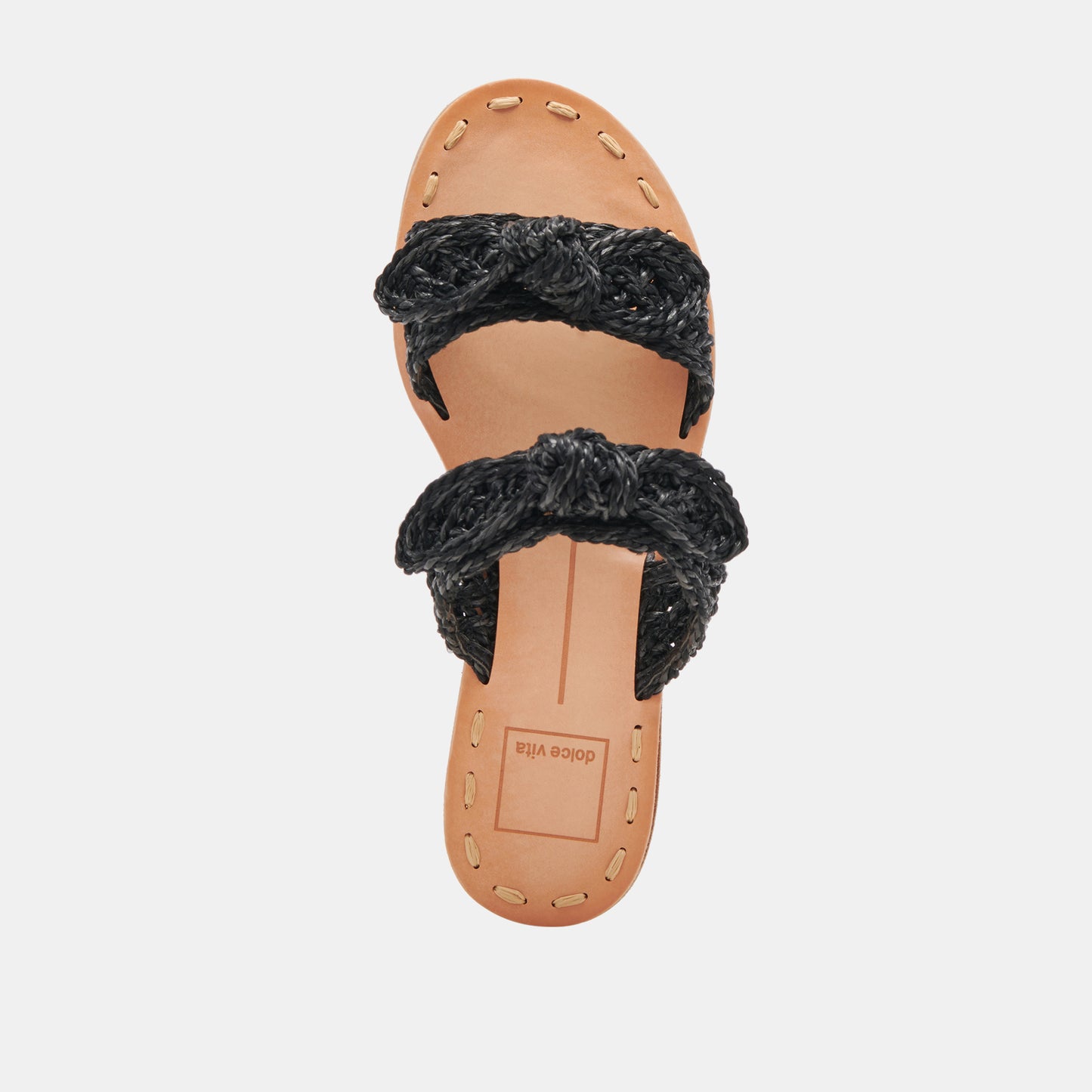 DINAH WIDE SANDALS ONYX RAFFIA