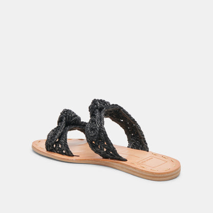 DINAH WIDE SANDALS ONYX RAFFIA