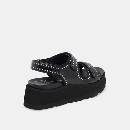 DUBAI STUD SANDALS MIDNIGHT CRINKLE PATENT