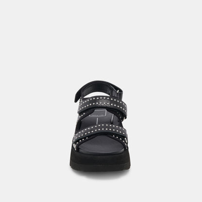 DUBAI STUD SANDALS MIDNIGHT CRINKLE PATENT