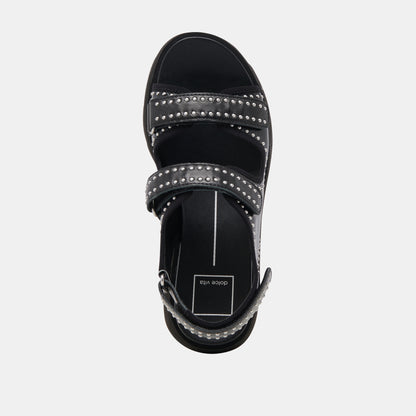 DUBAI STUD SANDALS MIDNIGHT CRINKLE PATENT