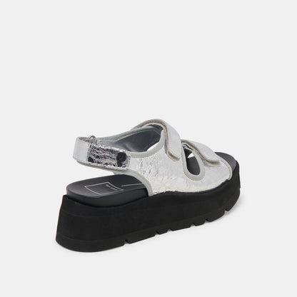 DUBAI SANDALS SILVER DISTRESSED LEATHER