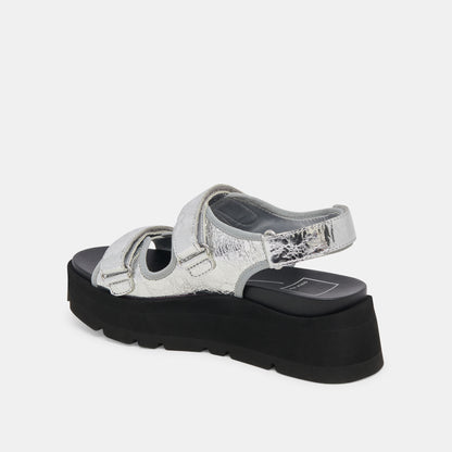 DUBAI SANDALS SILVER DISTRESSED LEATHER