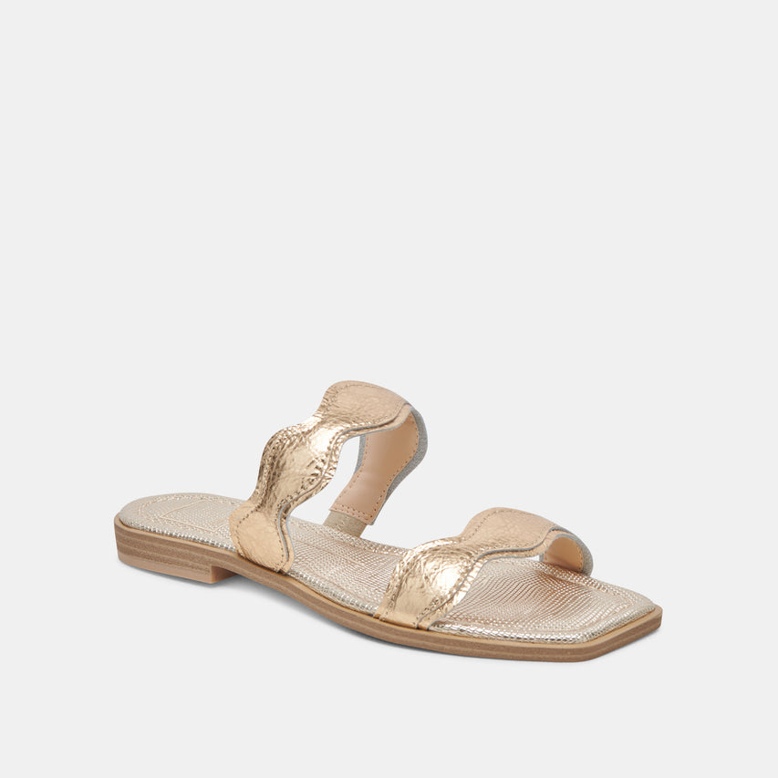 ILVA SANDALS GOLD DISTRESSED LEATHER