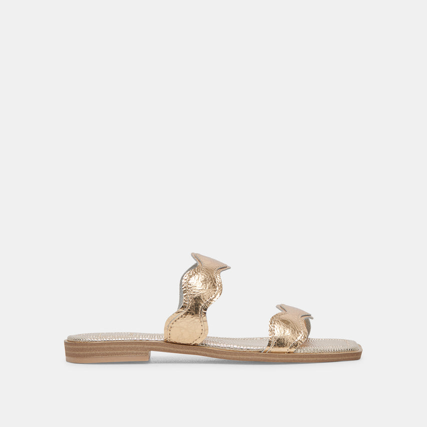 ILVA SANDALS GOLD DISTRESSED LEATHER