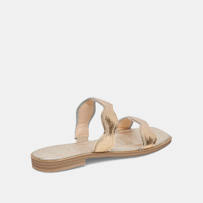 ILVA SANDALS GOLD DISTRESSED LEATHER