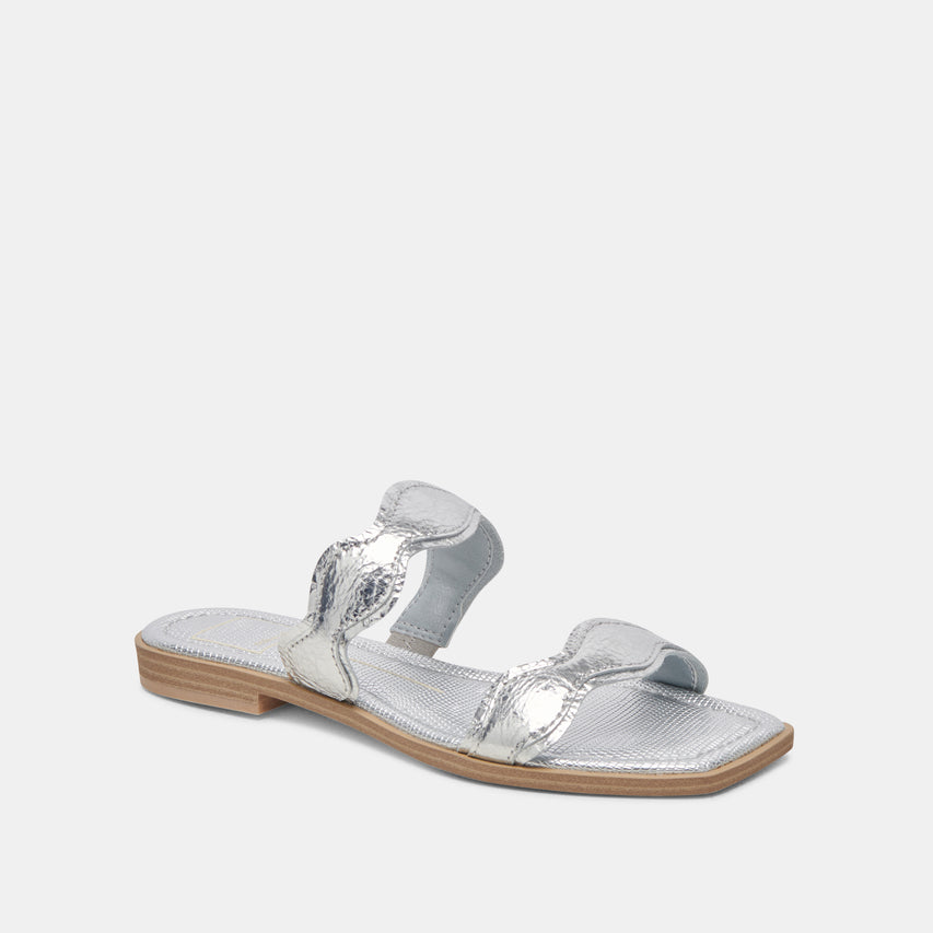 ILVA SANDALS SILVER DISTRESSED LEATHER