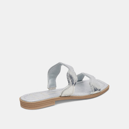 ILVA SANDALS SILVER DISTRESSED LEATHER