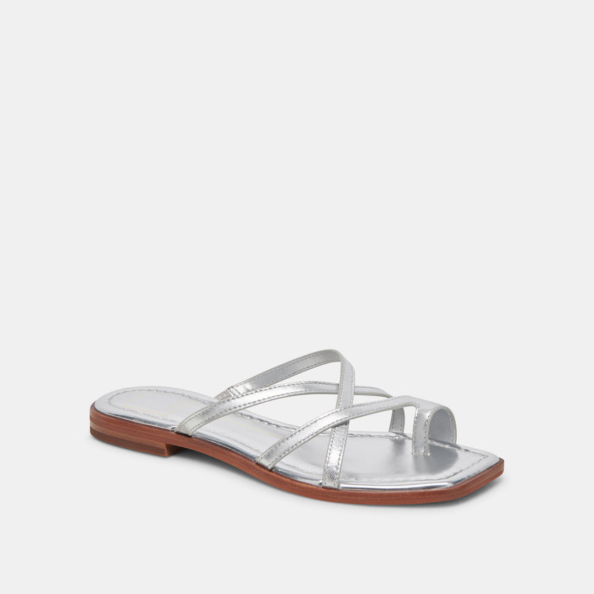 INDIGO SANDALS SILVER DISTRESSED LEATHER