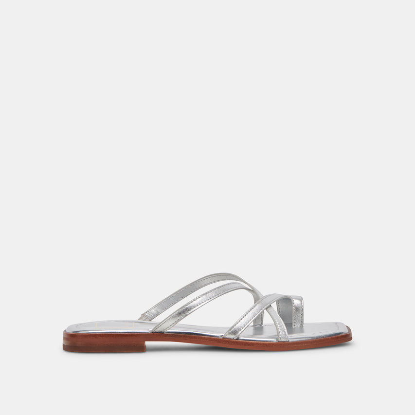 INDIGO SANDALS SILVER DISTRESSED LEATHER